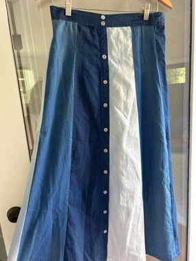 Vintage Denim-like Patchwork Maxi Skirt, Large NEW with tags